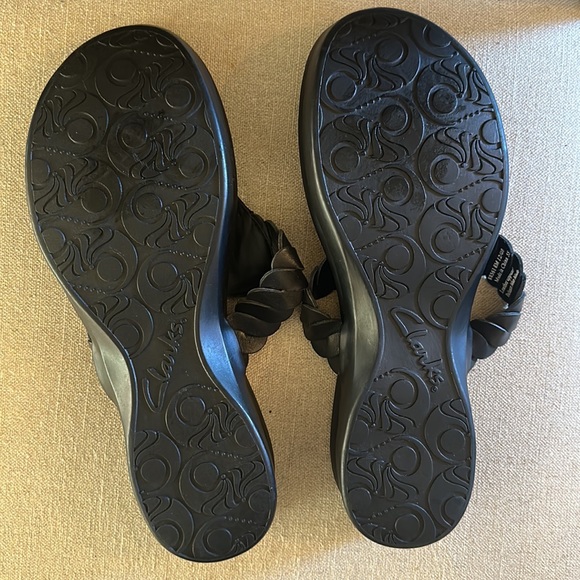Clarks Women’s Leather Braided Slip On Sandals Flats Black Size 8 - Picture 8 of 8
